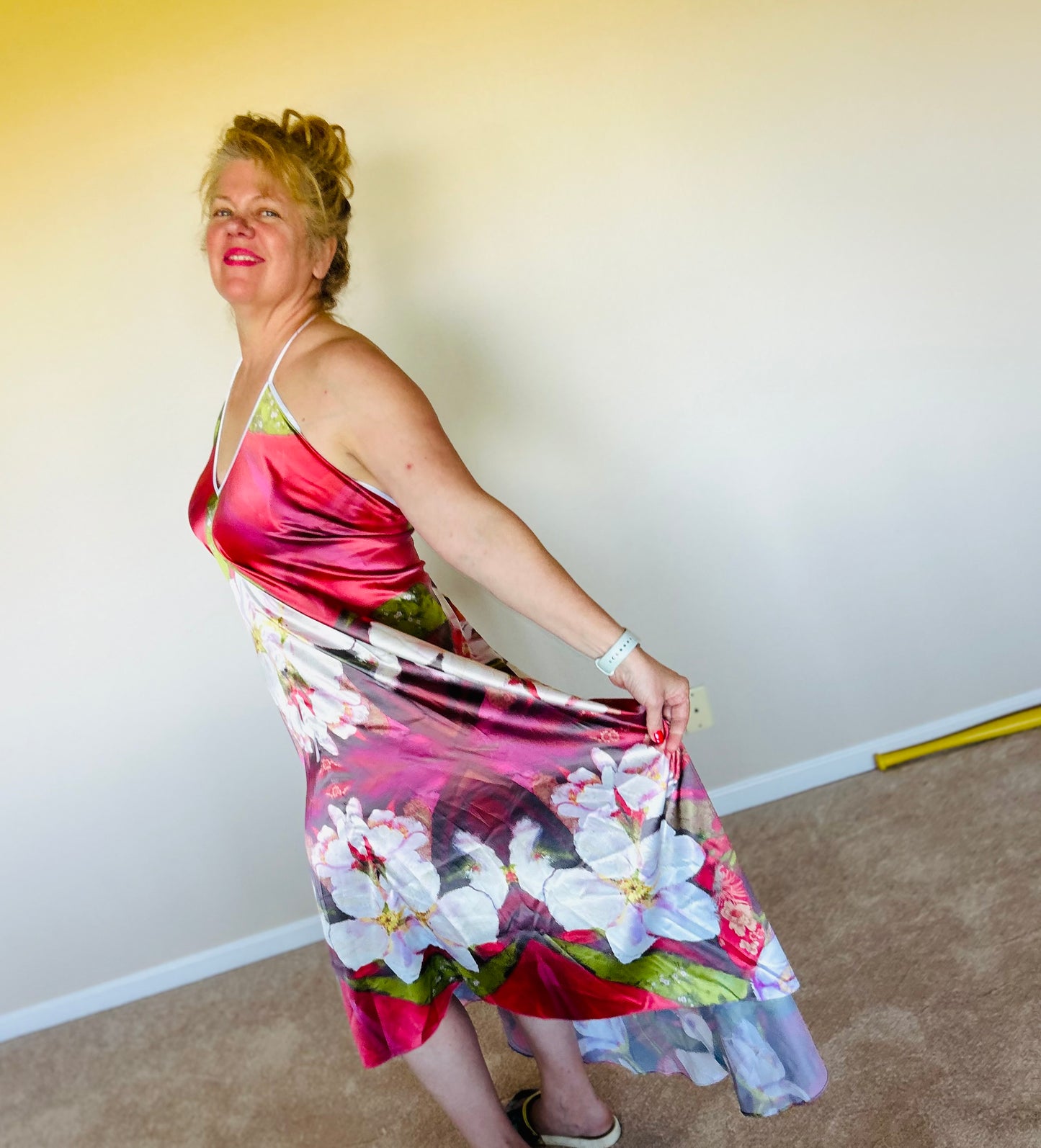 Blossom Fever Halter Dress with mini train
