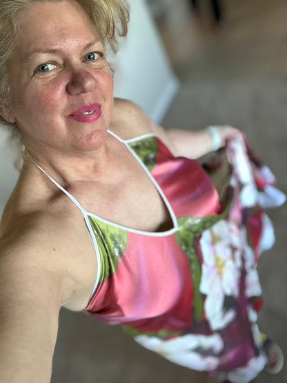 Blossom Fever Halter Dress with mini train