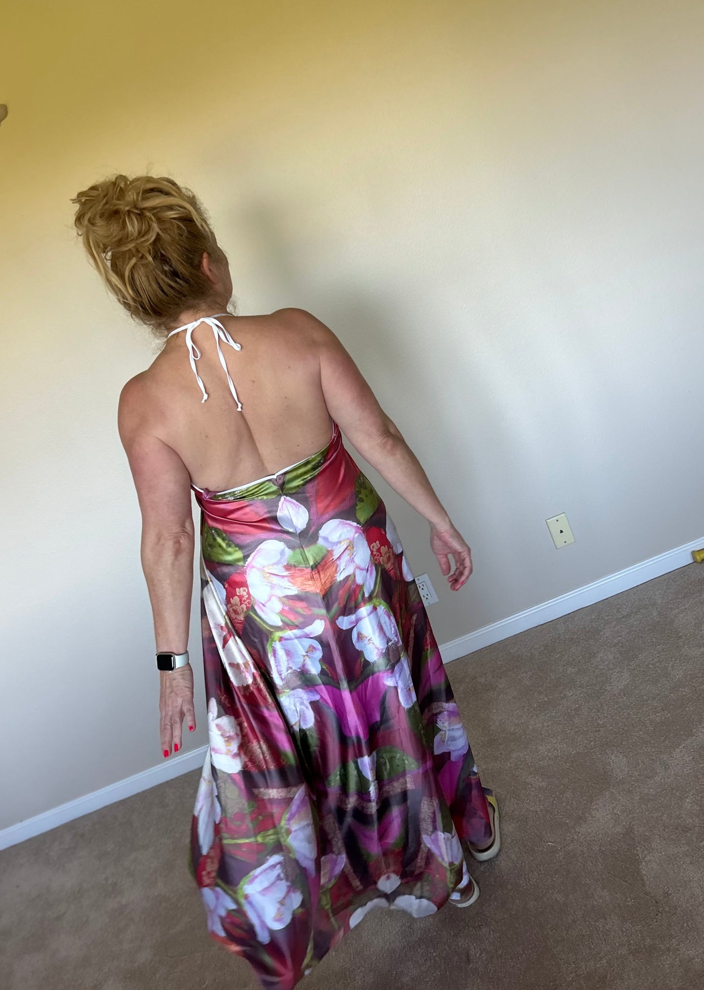 Blossom Fever Halter Dress with mini train