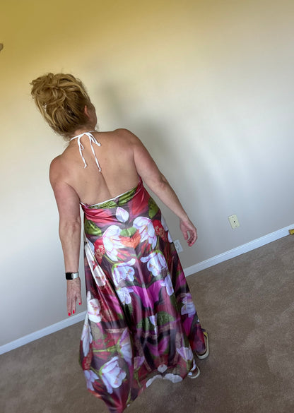 Blossom Fever Halter Dress with mini train
