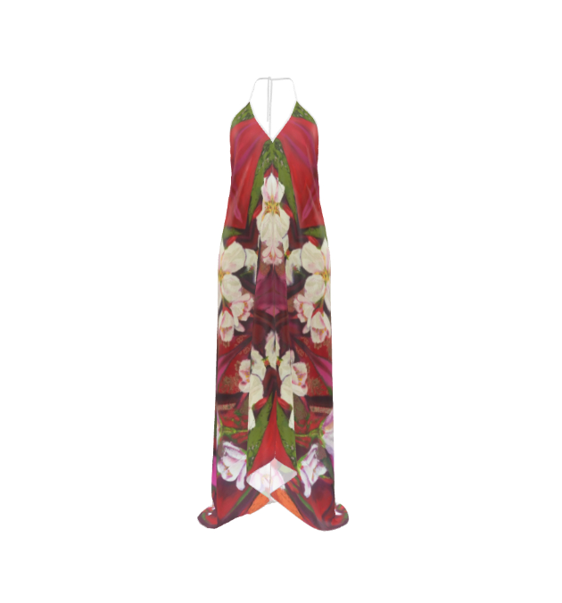 Blossom Fever Halter Dress with mini train