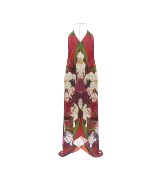 Blossom Fever Halter Dress with mini train